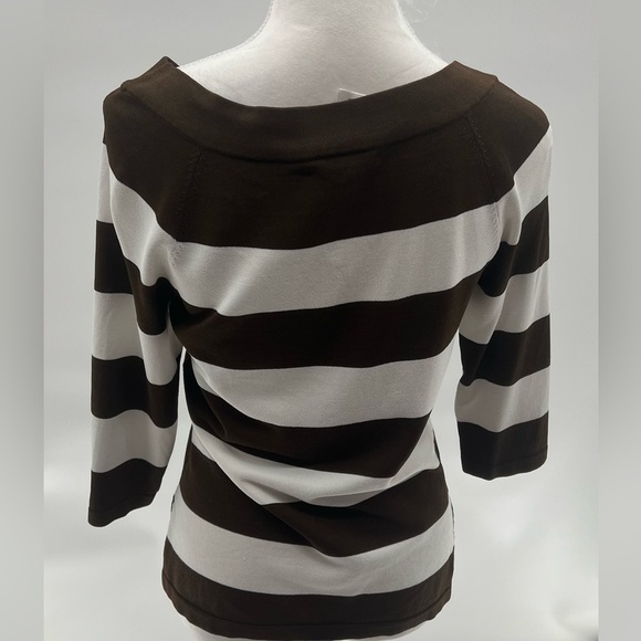 Anne Klein Square Neck Half Sleeve Striped Knit Shirt NWT - Picture 8 of 8